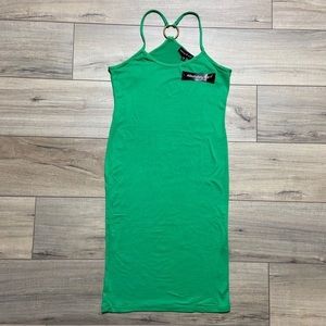 ABSOLUTELY LOVE‎ IT Medium Spaghetti Strap Ring Back Fitted Dress Kelly Green